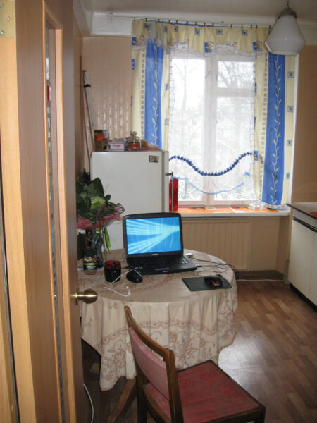 ноутбук на кухне в квартире на академической