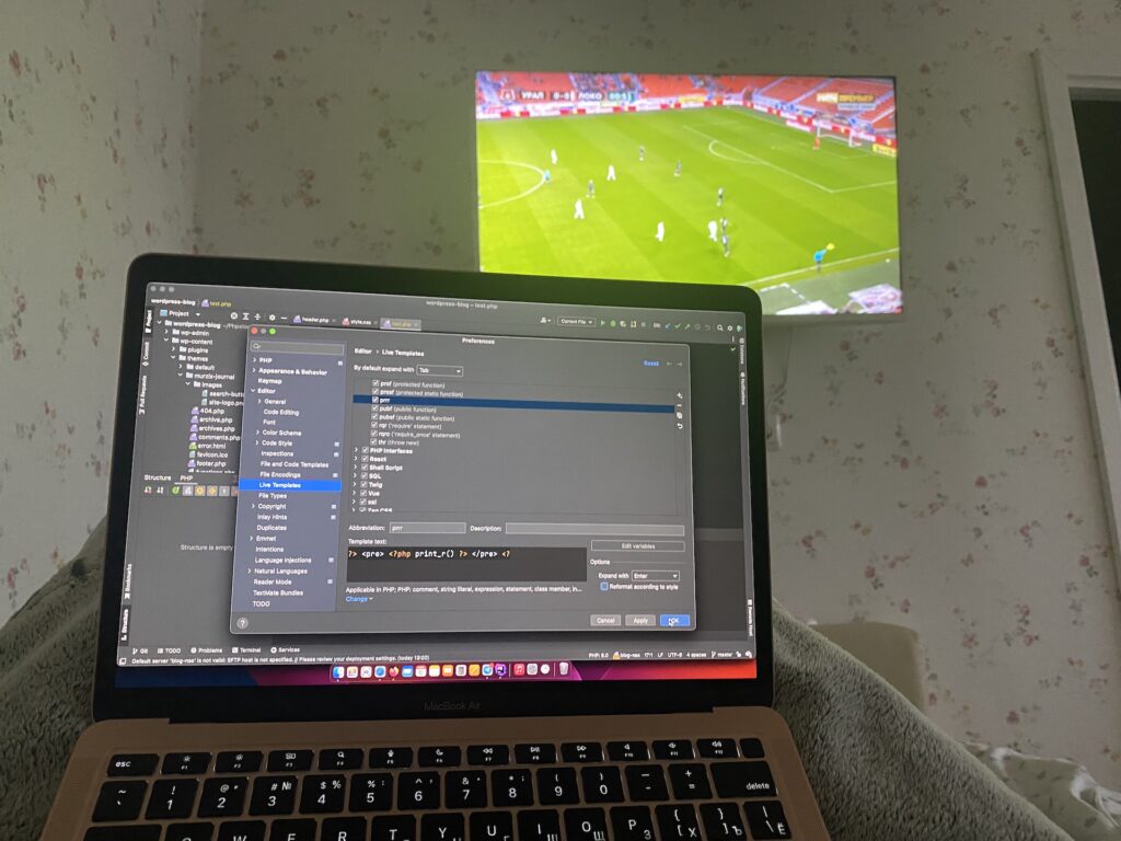 футбол, phpstorm и  macbook air